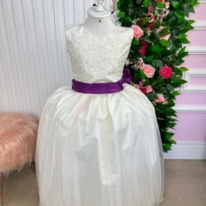 Vestido Marie Longo OFF Laço Roxo TAMANHO:14;COR:Spanish White (VESTMRELNGOFFLCRXT14)