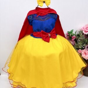 Vestido Infantil Lelê Encanto Temático Branca de Neve Tamanho:3;COR:Amarelo (VESTLLENCTBCDNVT3)