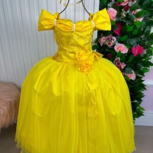 Vestido Marie Longo Manga Princesa Amarelo A Bela e a Fera (VESTMRIELNGMGPRINAMARL)