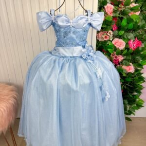 Vestido Marie Longo Manga Princesa Azul Bebe (VESTMARIELNGOMBRAOMBRAZLBB)