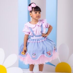 Vestido Temáticos Kids Fazendinha Salopete Jeans (VESTBNNCLBJNNFAZNSLPJANS)