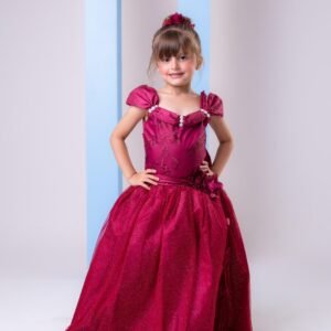 Vestido Marie Longo Manga Princesa Marsala (VESTMARIELNGOMBAOMBRMRL)