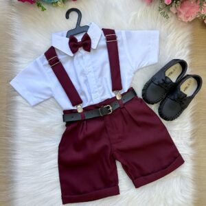 Conjunto Miss Cherry Meninos Social Shorts Ravi Marsala (CONJMSSCRSHRTMRSALA)