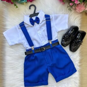 Conjunto Miss Cherry Meninos Social Shorts Ravi Azul Royal (CNJMSCHMNSRAZR)