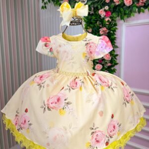 Vestido Menina Bonita Jardim Encantado Loise Amarelo (VESTMTAJENLSEARLO)