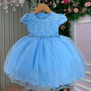 Vestido Menina Bonita Magali Florzinha Azul Bebe (VESMBMGLFLAZBB)