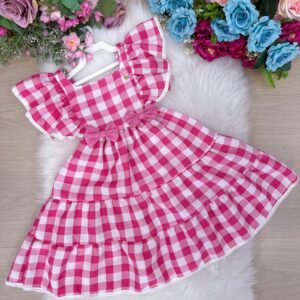 Vestido Banana Club Aline Xadrez Rosa (VESTBCLDBORARSA)