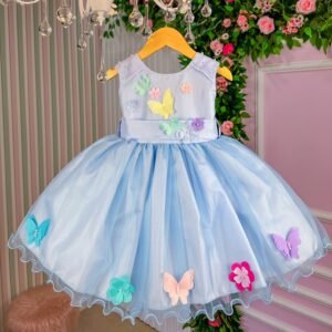 Vestido Princesa Belli Anabel Jardim Encantado Azul Bebe (VESTPRINCSBLLJDENCANTD