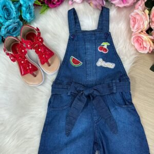 Jardineira Princesa Belli Jeans Frutinhas