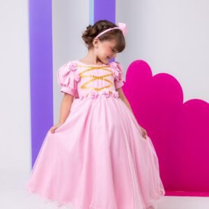Vestido Bella Infantil/Fantasia Longa Princesa Rosa Bebe (VESTFNTSABLCHDBLAADRM)