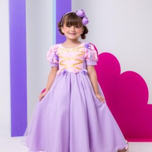 Vestido Bella Infantil/Fantasia Longa Princesa Lilas (VESTFNTSABLCHDRANZEL)