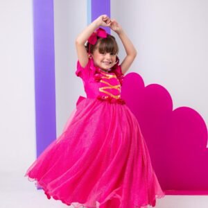 Vestido Bella Infantil/Fantasia Longa Princesa Pink (VESTFNTSABL