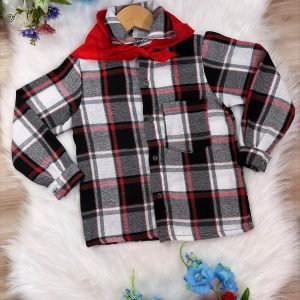 Camisa Xadrez Junino Preto Vermelho Branco C/ Lenço (3507BP)