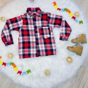 Camisa Xadrez Junino Vermelho Azul Marinho Branco (3507VB)