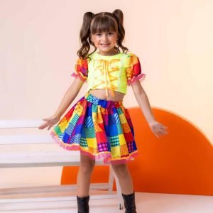 Conjunto Junino Banana Club Luxo Manu Verde Neon (CNJTJNBNCLMNVRDNON)