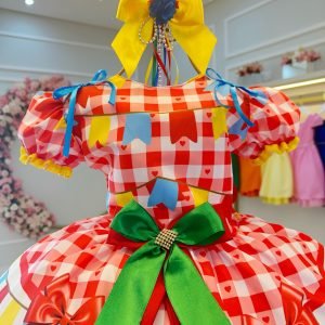Fantasia Infantil Junino Festa São João Xadrez Vermelho (2404VK)