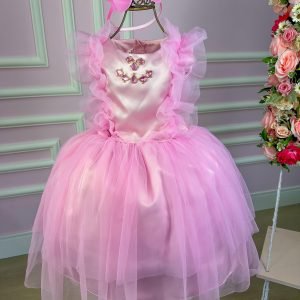 Vestido Miss Sweet Rosa Peito Tule e Pedrarias (VESTMSSWETRSBBTLPDR)